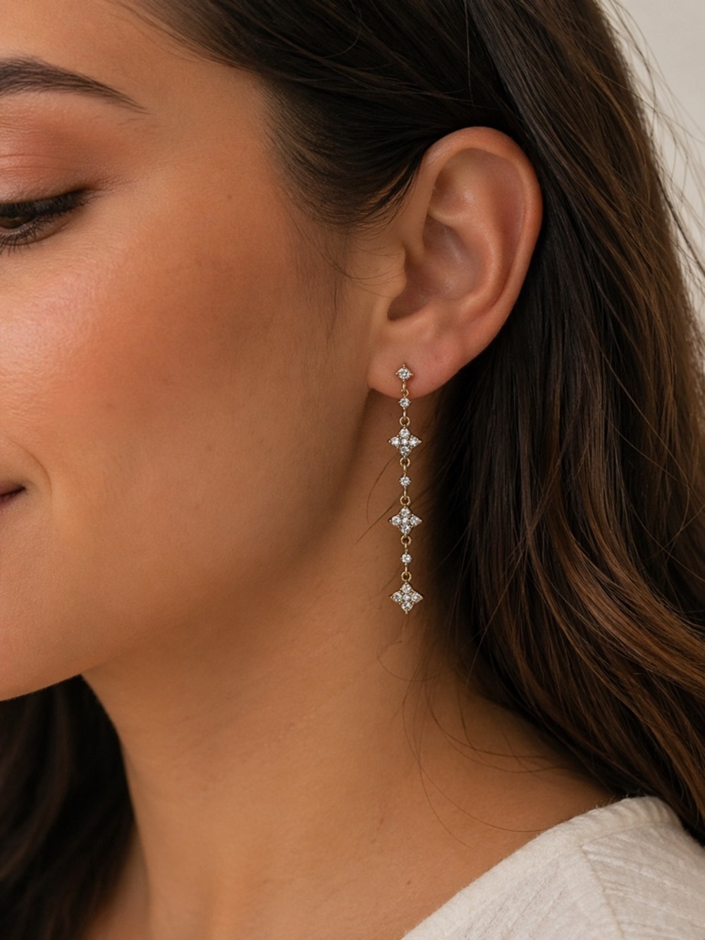 Gold Star Drop Earrings